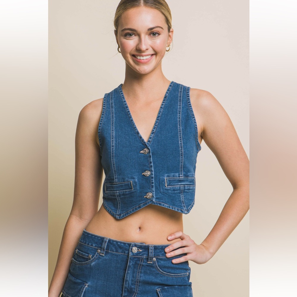 Fabulous jeans Buttoned Vest Top Jacket